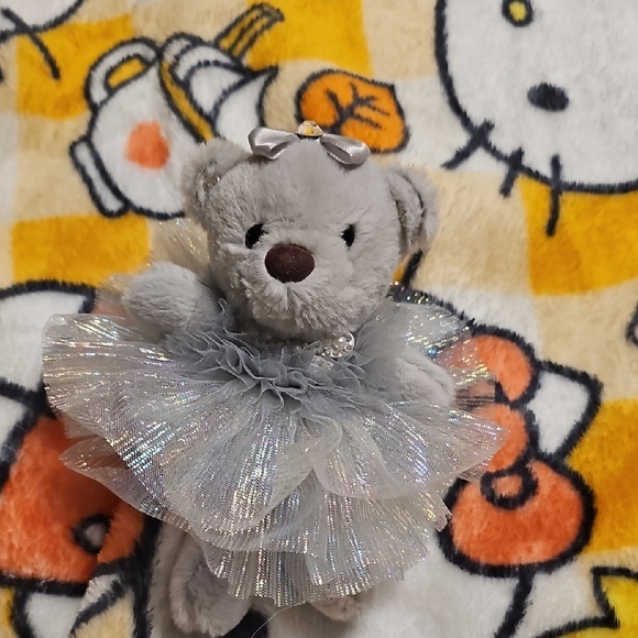 no brand Accessories - Gray Plush Bear with Silver Tutu Bag Charm Or Key Chain